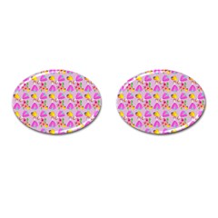 Girl With Hood Cape Heart Lemon Pattern Lilac Cufflinks (oval) by snowwhitegirl