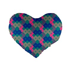 Geo Puzzle Standard 16  Premium Heart Shape Cushions by tmsartbazaar