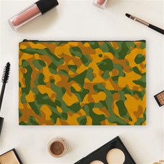 Green And Orange Camouflage Pattern Cosmetic Bag (large) by SpinnyChairDesigns