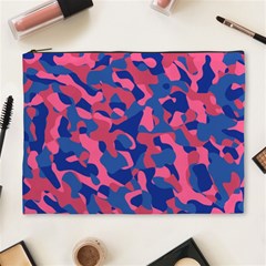 Blue And Pink Camouflage Pattern Cosmetic Bag (xl) by SpinnyChairDesigns