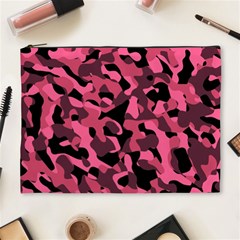 Black And Pink Camouflage Pattern Cosmetic Bag (xl) by SpinnyChairDesigns