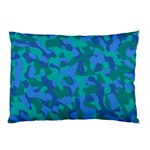Blue Turquoise Teal Camouflage Pattern Pillow Case (Two Sides) Back