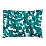 Teal and White Camouflage Pattern Pillow Case (Two Sides) Back