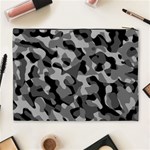 Grey and Black Camouflage Pattern Cosmetic Bag (XL) Back
