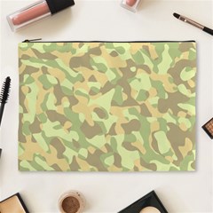 Light Green Brown Yellow Camouflage Pattern Cosmetic Bag (xl) by SpinnyChairDesigns