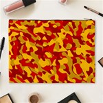 Red and Yellow Camouflage Pattern Cosmetic Bag (XL) Back