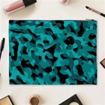 Black and Teal Camouflage Pattern Cosmetic Bag (XL) Back