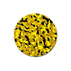 Black And Yellow Camouflage Pattern Magnet 3  (round) by SpinnyChairDesigns