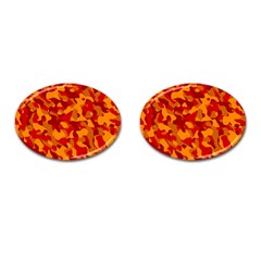 Red And Orange Camouflage Pattern Cufflinks (oval) by SpinnyChairDesigns