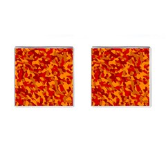 Red And Orange Camouflage Pattern Cufflinks (square) by SpinnyChairDesigns