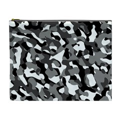 Black And White Camouflage Pattern Cosmetic Bag (xl) by SpinnyChairDesigns