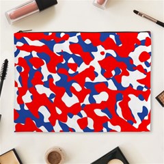 Red White Blue Camouflage Pattern Cosmetic Bag (xl) by SpinnyChairDesigns