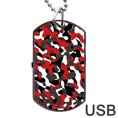 Black Red White Camouflage Pattern Dog Tag Usb Flash (one Side) by SpinnyChairDesigns