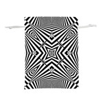 Black and White Line Art Pattern Stripes Lightweight Drawstring Pouch (S) Back