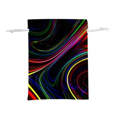 Neon Glow Lines On Black Lightweight Drawstring Pouch (s) by SpinnyChairDesigns