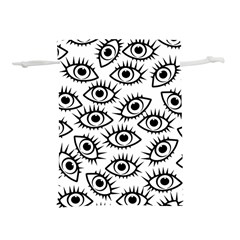 Black And White Cartoon Eyeballs Lightweight Drawstring Pouch (l) by SpinnyChairDesigns
