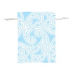Light Blue and White Abstract Paisley Lightweight Drawstring Pouch (S) Front