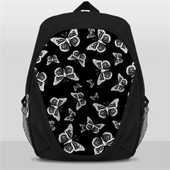 Black And White Butterfly Pattern Backpack Bag by SpinnyChairDesigns