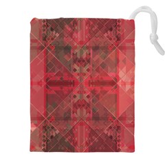 Indian Red Color Geometric Diamonds Drawstring Pouch (4xl) by SpinnyChairDesigns