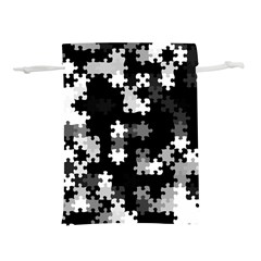 Black And White Jigsaw Puzzle Pattern Lightweight Drawstring Pouch (l) by SpinnyChairDesigns