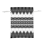 Boho Black And White  Lightweight Drawstring Pouch (S) Back