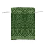Boho Fern Green Pattern Lightweight Drawstring Pouch (S) Back