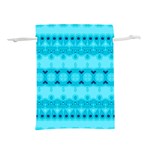 Boho Aqua Blue Lightweight Drawstring Pouch (S) Back