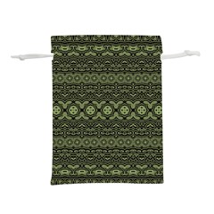 Boho Sage Green Black Lightweight Drawstring Pouch (s) by SpinnyChairDesigns