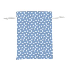 Faded Blue White Floral Print Lightweight Drawstring Pouch (s) by SpinnyChairDesigns