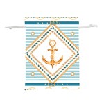 Chain Pattern Blue 6 Lightweight Drawstring Pouch (S) Back