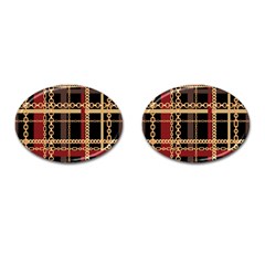 Red Black Checks Cufflinks (oval) by designsbymallika