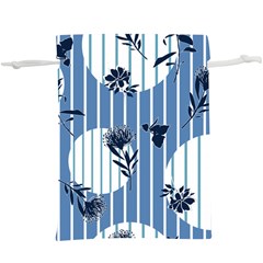 Stripes Blue White  Lightweight Drawstring Pouch (xl) by designsbymallika