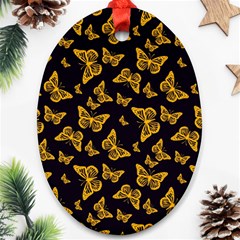 Black Gold Butterfly Print Oval Ornament (two Sides) by SpinnyChairDesigns