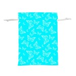Aqua Blue Butterfly Print Lightweight Drawstring Pouch (S) Front