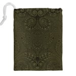 Rustic Green Brown Swirls Drawstring Pouch (4XL) Back
