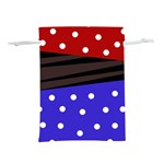 Mixed polka dots and lines pattern, blue, red, brown Lightweight Drawstring Pouch (M) Front