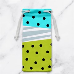 Mixed Polka Dots And Lines Pattern, Blue, Yellow, Silver, White Colors Jewelry Bag by Casemiro
