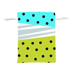 Mixed Polka Dots And Lines Pattern, Blue, Yellow, Silver, White Colors Lightweight Drawstring Pouch (m) by Casemiro