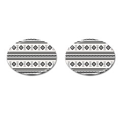 Black And White Aztec Cufflinks (oval) by tmsartbazaar