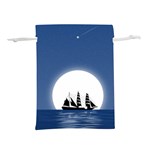 Boat Silhouette Moon Sailing Lightweight Drawstring Pouch (M) Front