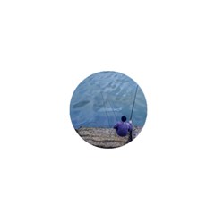 Senior Man Fishing At River, Montevideo, Uruguay001 1  Mini Magnets by dflcprintsclothing