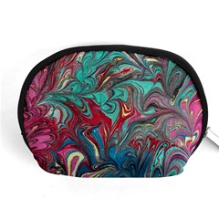 Psychedelic Marbling Patterns Iv Accessory Pouch (medium) by kaleidomarblingart