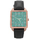 Tiles Rose Gold Leather Watch  Front