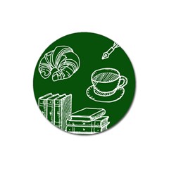 Books And Baked Goods Pattern Magnet 3  (round) by DithersDesigns
