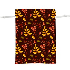 Yellow Green Orange Leaf Pattern  Lightweight Drawstring Pouch (xl) by designsbymallika