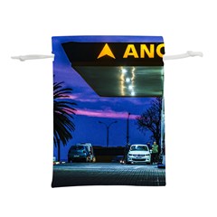 Night Scene Gas Station Building, Montevideo, Uruguay Lightweight Drawstring Pouch (s) by dflcprintsclothing
