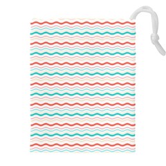 Aqua Coral Waves Drawstring Pouch (5xl) by CuteKingdom