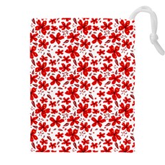 Red Flowers Drawstring Pouch (4xl) by CuteKingdom