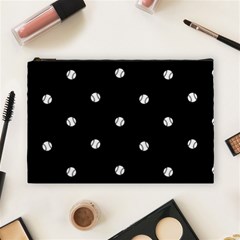Black And White Baseball Motif Pattern Cosmetic Bag (large) by dflcprintsclothing