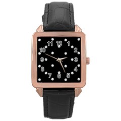 Black And White Baseball Motif Pattern Rose Gold Leather Watch  by dflcprintsclothing